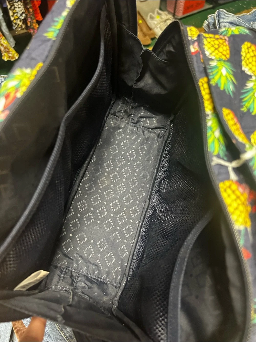 Vera Bradley Navy Quilted Pineapple Print Cosmetic Bag